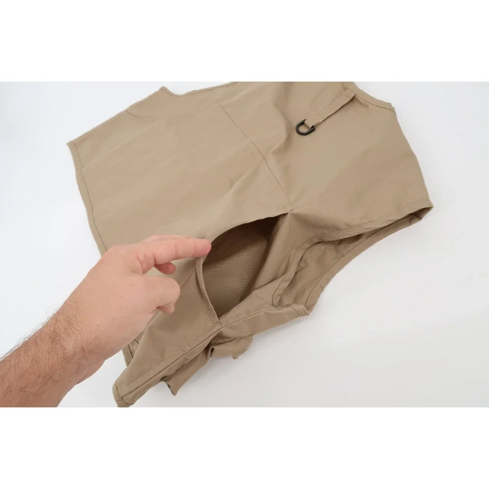 Orvis Mens Medium Fly Fishing Vest‎ Khaki Beige 7 Pocket Patch Full Zip Outdoor